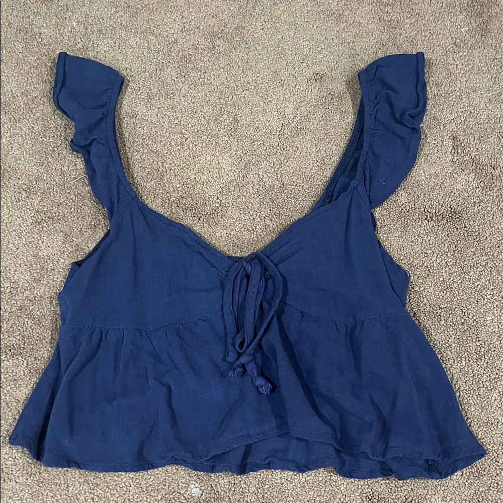 Pacsun navy ruffle sleeve top